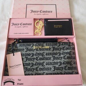 Juicy by Juicy Couture Clutch Bag Black Grey New Purse & Keyring